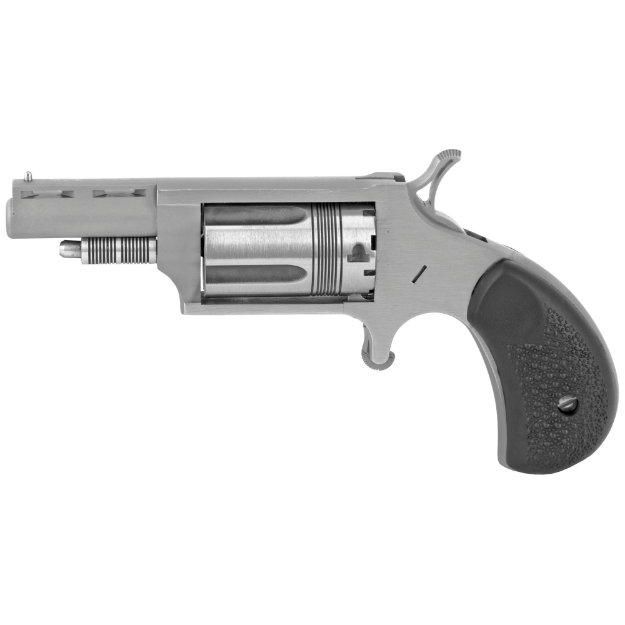 Picture of North American Arms The Wasp - Single Action - Revolver - 22LR/22 WMR - 1.125" Barrel - Stainless Steel - Silver - Rubber Grips - Fixed Sights - 5 Rounds NAA-22MSC-TW