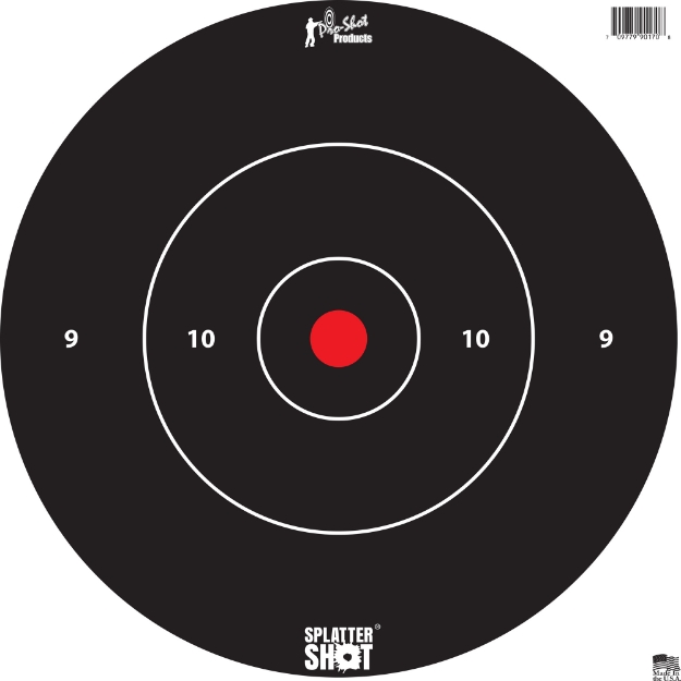 Picture of Pro-Shot Products Splatter Shot - 12" Bullseye - Paper Target - 5 Pack - Black/White 12B-WHTE-TG-5PK