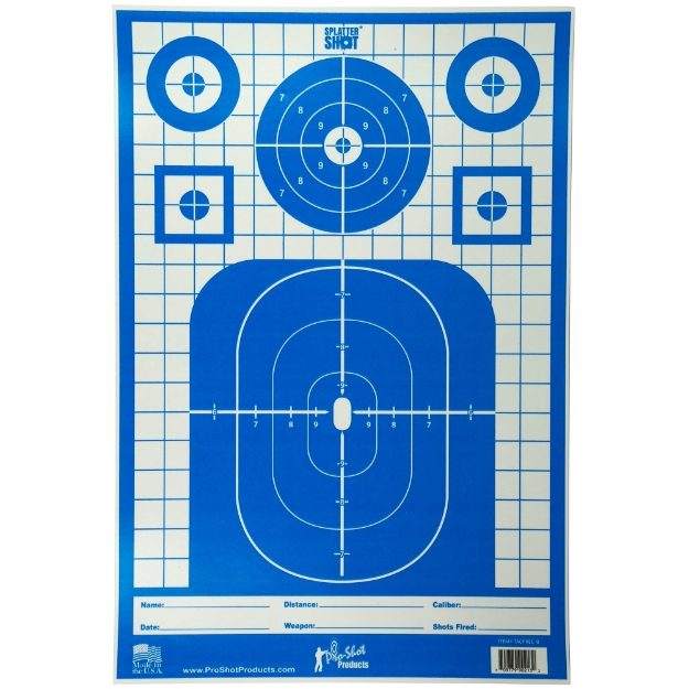 Picture of Pro-Shot Products Splatter Shot - 12"x18" Blue Tactical Precision Target - Adhesive Target - 8 Pack - Blue/White TACTPREC-BLUE-8PK