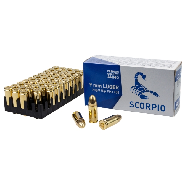 Picture of STV Technology Scorpio Ammo - 9MM - 115 Grain - Full Metal Jacket - 50 Round Box S9MM115F