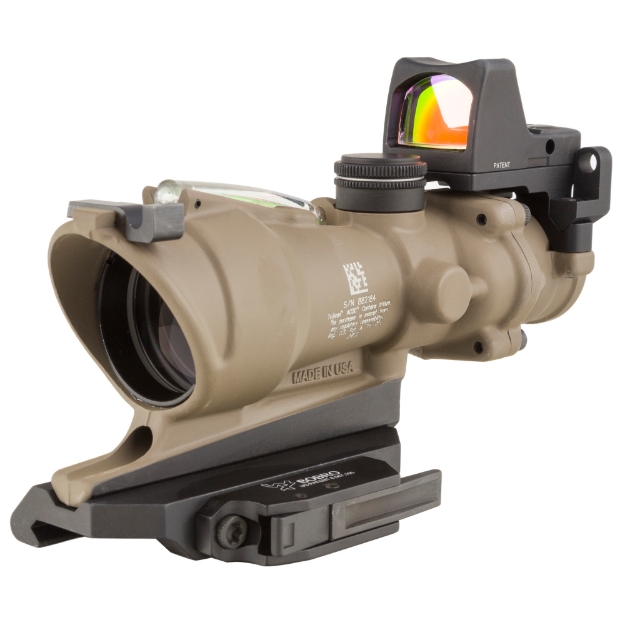 Picture of Trijicon ACOG ECOS - 4X32mm Dual Illuminated Green Crosshair 5.56 Reticle - Backup Iron Sights - Quick Release Mount - LED 3.25 MOA Red Dot RMR Type 2 - Cerakote Flat Dark Earth Finish TA31-D-100554