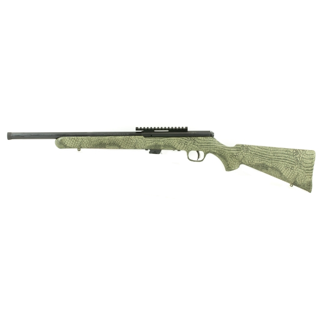 Picture of Savage Mark II FV-SR - Troy Landry Model - Bolt Action Rifle - 22LR - 16.5" Barrel - Threaded 1/2x28 - 1:16 Twist - Matte Finish - Black - Green Alligator Synthetic Stock - 5 Rounds - Right Hand 28717