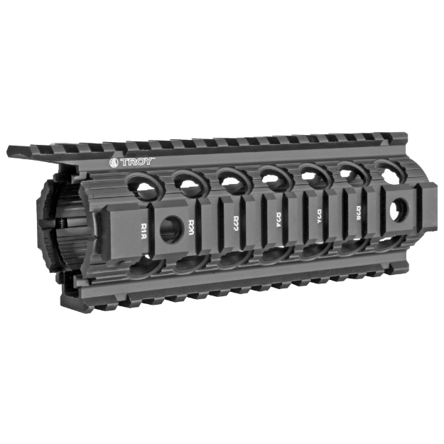 Picture of Troy Enhanced Rail - 7" - Drop In - Picatinny on All Four Sides - Four Built-in Sockets Fits QD Swivels - Fits AR-15 Rifles - Black SRAI-DID-D7BT-00