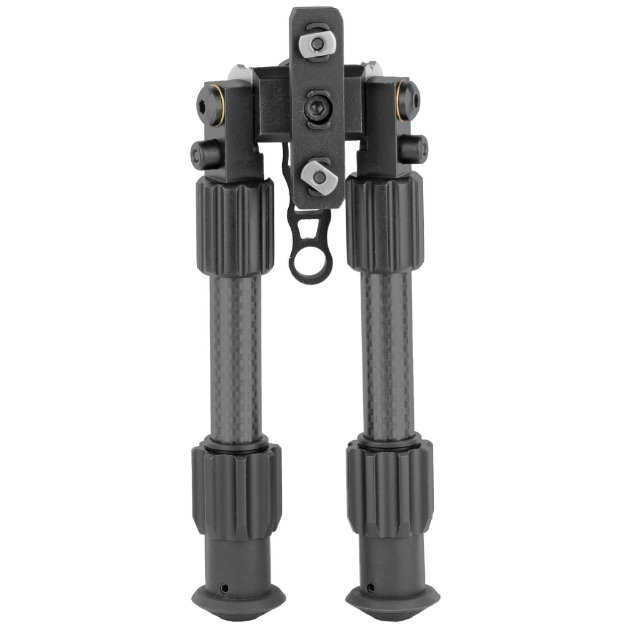 Picture of Truglo Tac-Pod Carbon Pro Bi-Pod - Carbon Fiber and Aluminum Construction w/ Rubber Feet - Pivoting Base and Rotating Design Allows For Ease Shooting Angle Adjustment - 6-9 Inch Leg Length - Includes Interchangeable M-Lok And Keymod Fittings For Installing To Slotted Handguards Or Chassis Systems TG-TG8905S