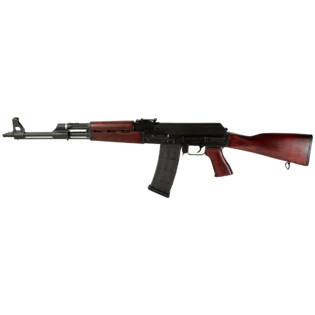 Picture of Zastava M90 - Semi-automatic Rifle - 556 NATO - 18.25" Barrel - Chrome Lined - Matte Finish - Black - Serbian Red Wood Stock Set - 30 Rounds - BLEM (Scratches Throughout Barrel - Gas Tube - and Front Sight - Damaged Case and Sleeve) ZR90556SR