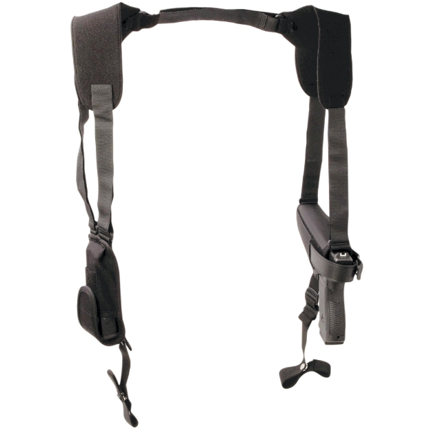 Picture of Uncle Mike's Horizontal Pro Pak Shoulder Holster - Size 1 - Fits Medium Auto With 4" Barrel - Ambidextrous - Black 77010