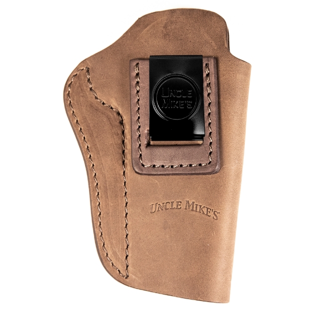 Picture of Uncle Mike's Uncle Mikes Inside Waistband Leather Holster - Size 6 - Fits 4"/5" 1911 with Rail and Hi Power - Leather - Metal Clip - Ambidextrous - Brown UM-IWB-6-BRW-A