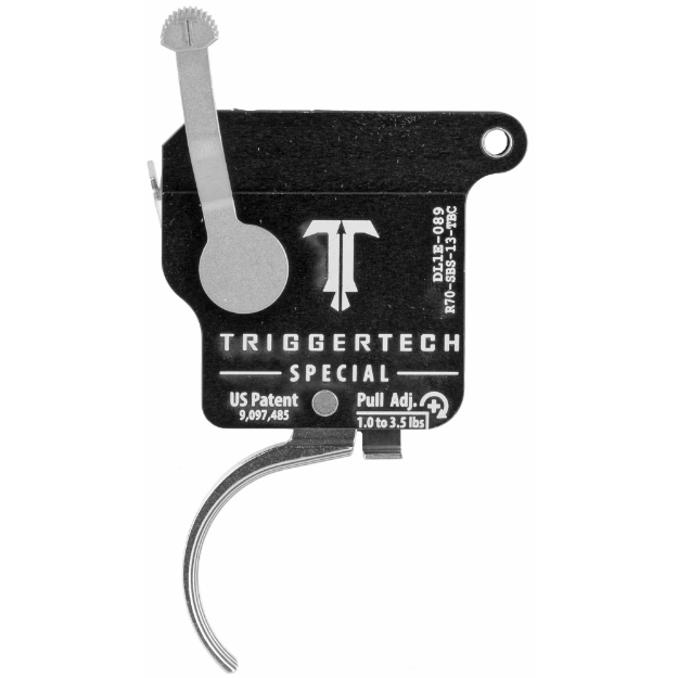 Picture of TriggerTech Trigger - 1.0-3.5LB Pull Weight - Fits Remington 700 - Special Curved Trigger - Bolt Release Model - Right Hand - Adjustable - Stainless Finish - Includes Installation Tools - Instruction Book - & TriggerTech Patch R70-SBS-13-TBC