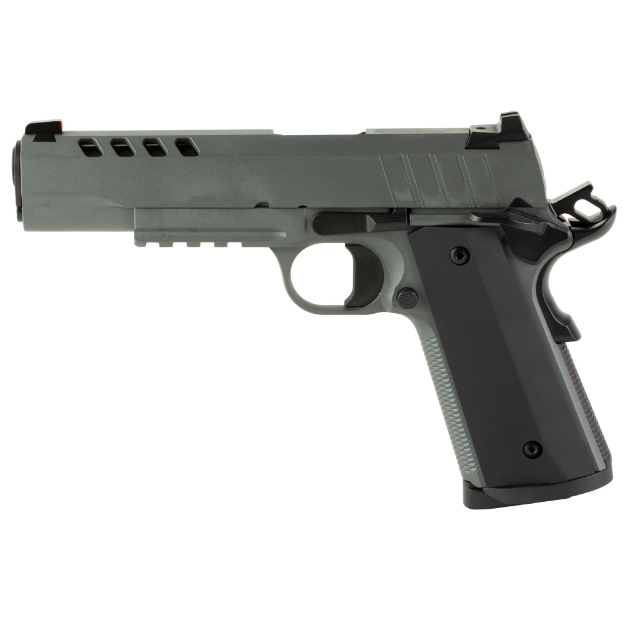 Picture of Tisas 1911 - Night Stalker - Single Action Only - Semi-automatic - Metal Frame Pistol - Full Size - 45 ACP - 5" Barrel - Carbon Steel Frame - Cerakote Finish - Gray - Aluminum Grips - Front Night Sight - 8 Rounds - 2 Magazines 10100512