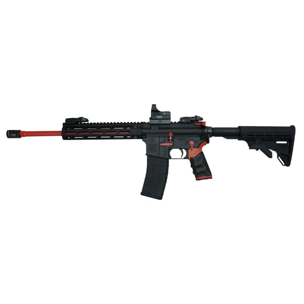 Picture of Tippmann Arms Company M4-22 Redline - Semi-automatic Rifle - AR-15 Style - 22 LR - 16" Barrel - Red - Composite MLOK Finish - Matte Finish - Black - Red Accents - M4 Collapsible Stock - TandemKross Hive Grip - Front/Rear Flip Sights - 1 Magazine - 25 Rounds - Includes Hawke Reflex Sight A101112