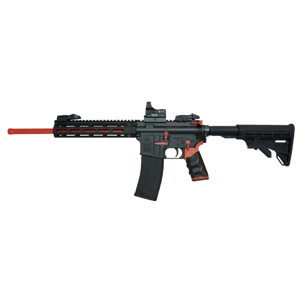 Picture of Tippmann Arms Company M4-22 Redline Compliant - Semi-automatic Rifle - AR - 22 LR - 16" Barrel - Red - Composite MLOK Handguard - Matte Finish - Black - Red Accents - M4 Collapsible Stock - TandemKross Hive Grip - 1 Magazine - 10 Rounds - Includes Hawke Reflex Sight A101113