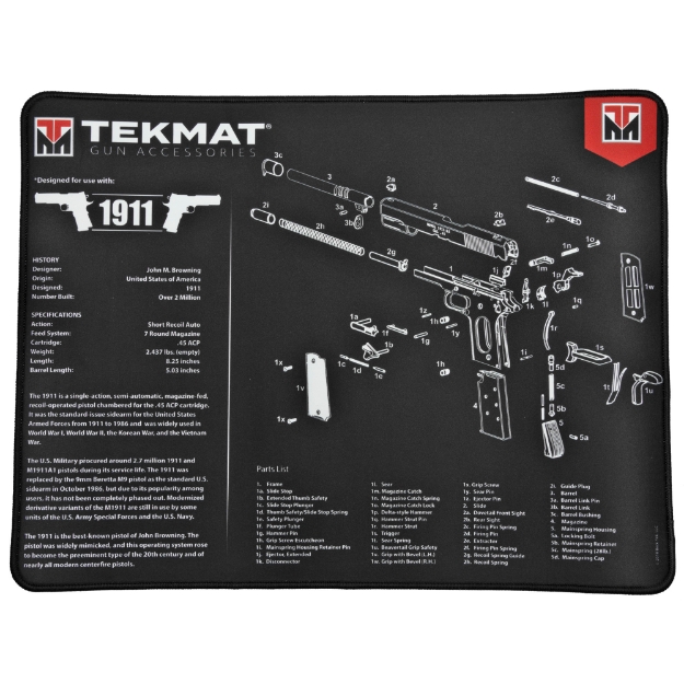 Picture of TekMat 1911 Ultra Premium Gun Cleaning Mat - 15"x20" - Includes Small Microfiber TekTowel - Packed In Tube TEK-R20-1911