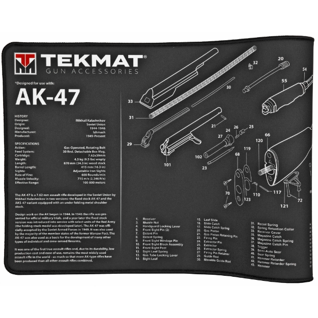 Picture of TekMat AK-47 Ultra Premium Gun Cleaning Mat - Includes Small Microfiber TekTowel - Packed In Tube TEK-R44-AK47