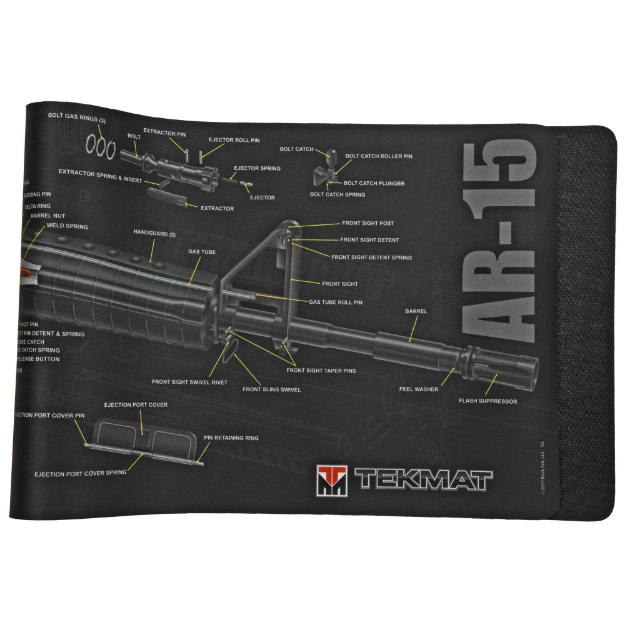 Picture of TekMat AR-15 Cutaway Mat - 12"x36" - Black - Includes Small Microfiber TekTowel - Packed In Tube TEK-R36-AR15-CA