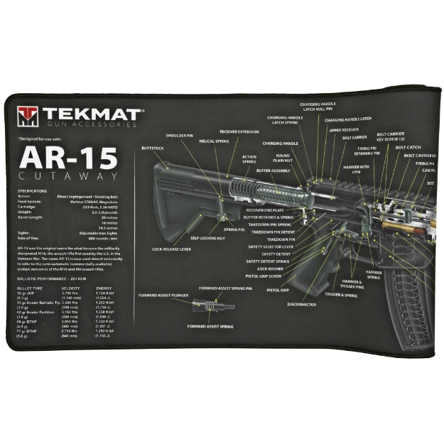 Picture of TekMat AR-15 Cutaway Ultra Premium Gun Cleaning Mat - Includes Small Microfiber TekTowel - Packed In Tube TEK-R44-AR15-CA