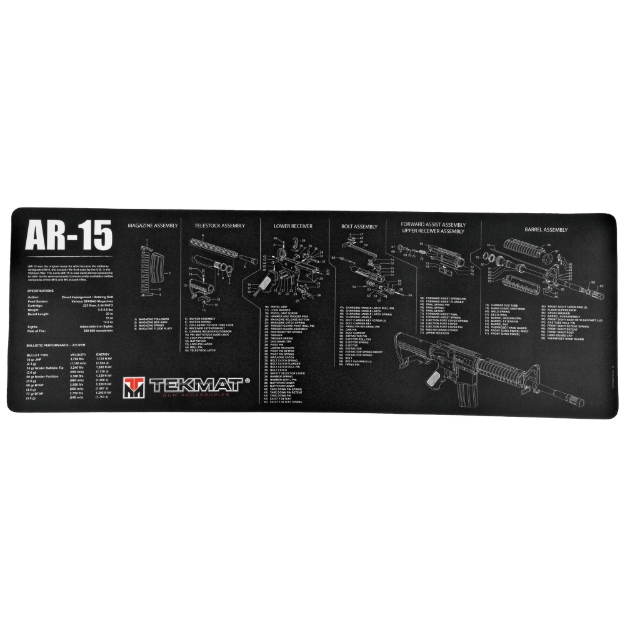 Picture of TekMat AR-15 Rifle Mat - 12"x36" - Black - Includes Small Microfiber TekTowel - Packed In Tube TEK-R36-AR15