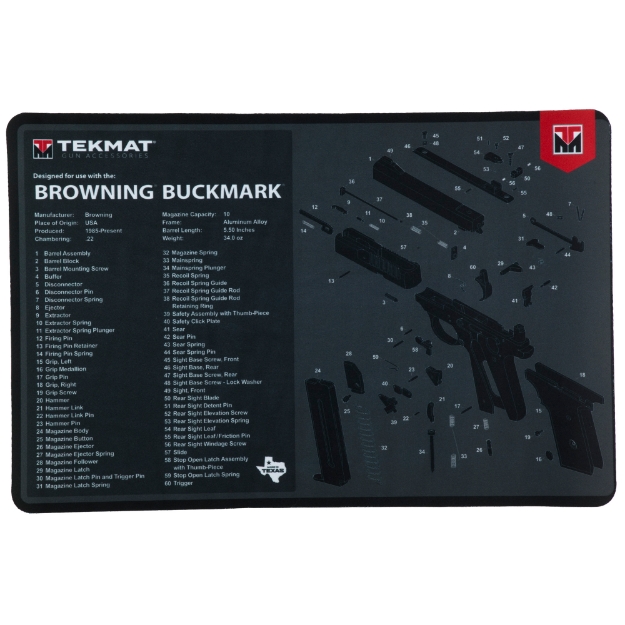 Picture of TekMat Cleaning Mat - Pistol Size - 11"x17" - For Browning Buck Mark - Black TEK-R17-BROWNING-BM