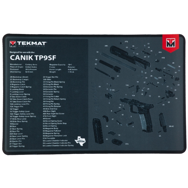 Picture of TekMat Cleaning Mat - Pistol Size - 11"x17" - For Canik TP9SF - Black TEK-R17-CANIK-TP9SF