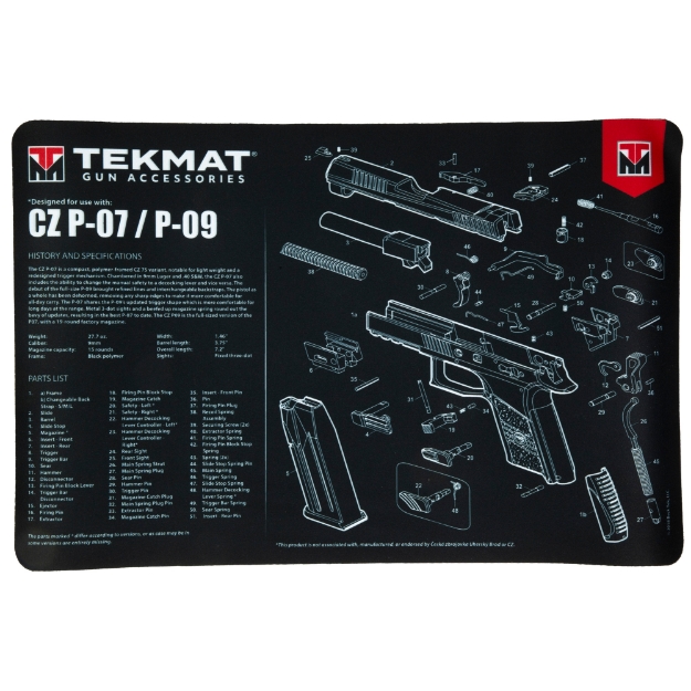 Picture of TekMat Cleaning Mat - Pistol Size - 11"x17" - For CZ P07/P09 - Black TEK-R17-CZP07