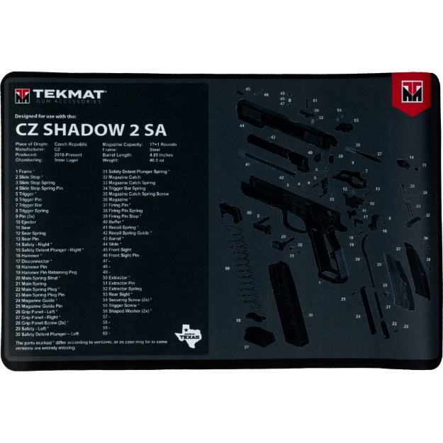 Picture of TekMat Cleaning Mat - Pistol Size - 11"x17" - For CZ Shadow  - Black TEK-R17-CZSHDW2