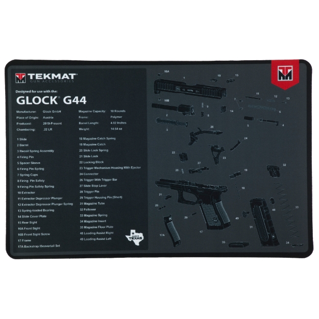 Picture of TekMat Cleaning Mat - Pistol Size - 11"x17" - For Glock 44 - Black TEK-R17-GLOCK-44