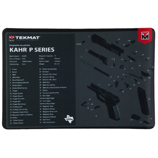 Picture of TekMat Cleaning Mat - Pistol Size - 11"x17" - For Kahr P Series - Black TEK-R17-KAHR-P-SRS