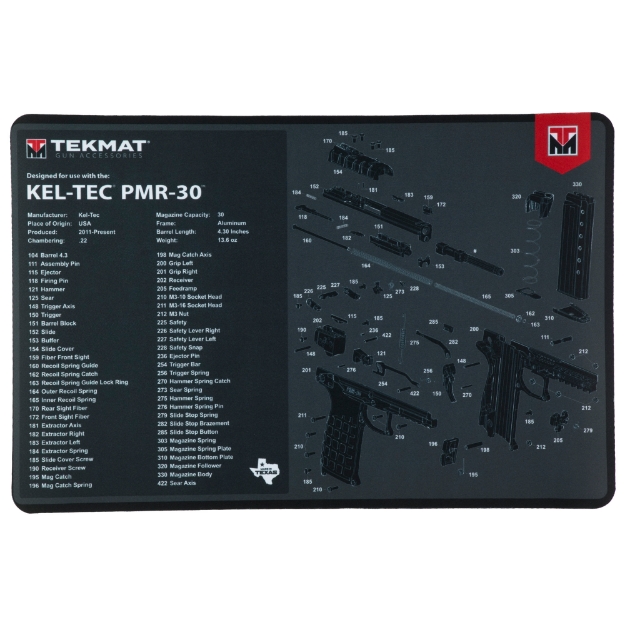 Picture of TekMat Cleaning Mat - Pistol Size - 11"x17" - For Kel-Tec PMR-30 - Black TEK-R17-KEL-PMR30