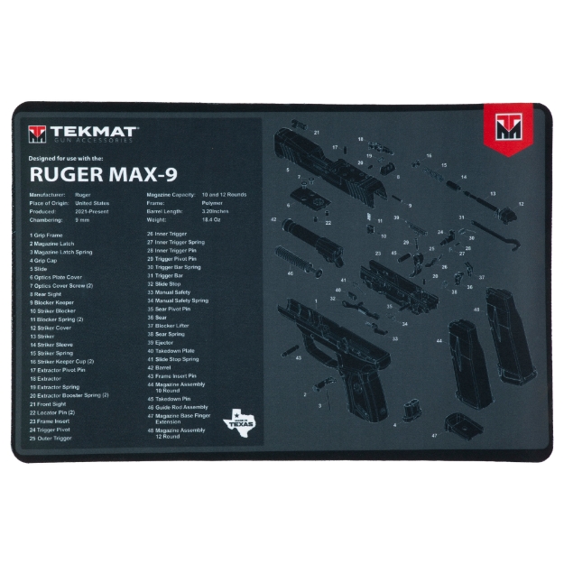 Picture of TekMat Cleaning Mat - Pistol Size - 11"x17" - For Ruger Max 9 - Black TEK-R17-RUGERMAX9