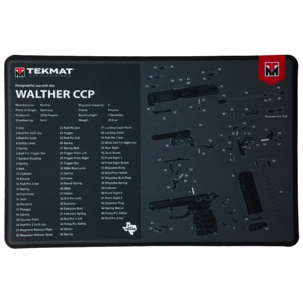 Picture of TekMat Cleaning Mat - Pistol Size - 11"x17" - For Walther CCP - Black TEK-R17-WAL-CCP