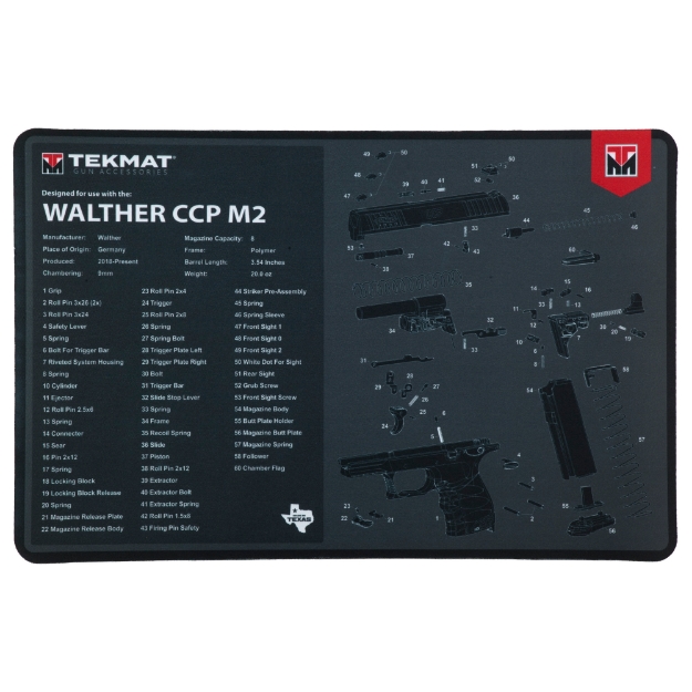 Picture of TekMat Cleaning Mat - Pistol Size - 11"x17" - For Walther CCP M2 - Black TEK-R17-WAL-CCP-M2