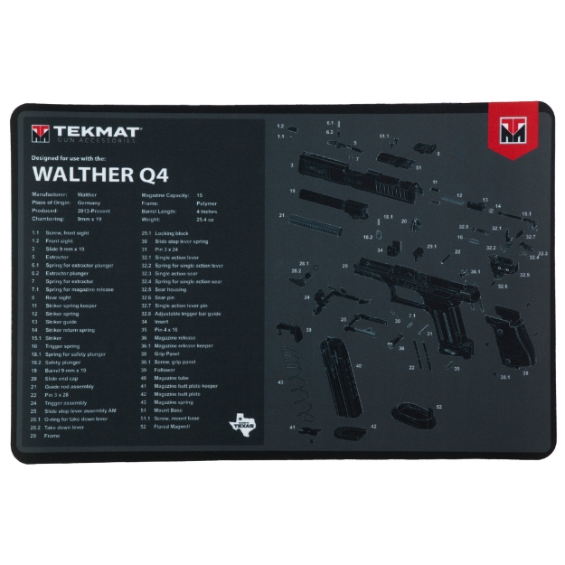 Picture of TekMat Cleaning Mat - Pistol Size - 11"x17" - For Walther Q4 SF - Black TEK-R17-WAL-Q4-SF