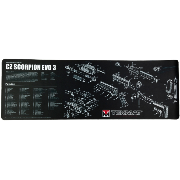 Picture of TekMat Cleaning Mat - Pistol Size - 12"x36" - For CZ Scorpion - Black TEK-R36-CZSCORPION