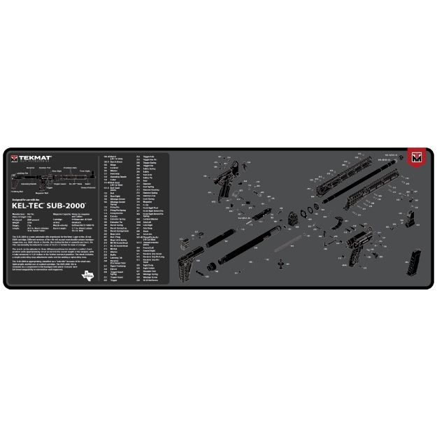 Picture of TekMat Cleaning Mat - Pistol Size - 12"x36" - For Kel-Tec Sub 2000 - Black TEK-R36-KEL-SUB2000