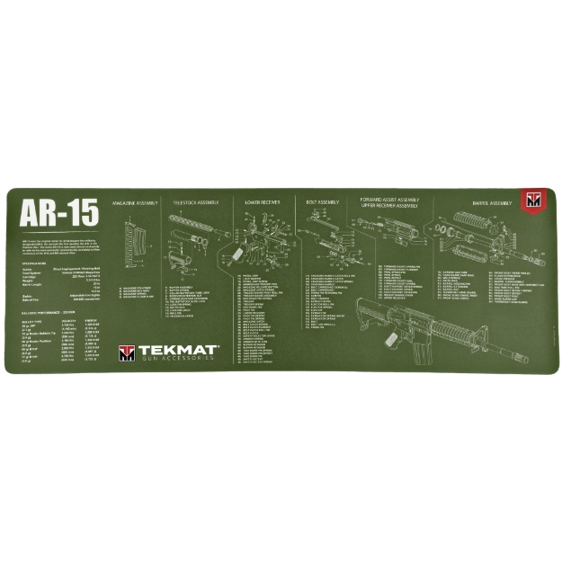 Picture of TekMat Long Gun - AR-15 - Cleaning Mat - Thermoplastic Surface Protects Gun From Scratching - 1/8" Thick - 12"x36" - Tube Packaging - OD Green TEK-R36-AR15-OD