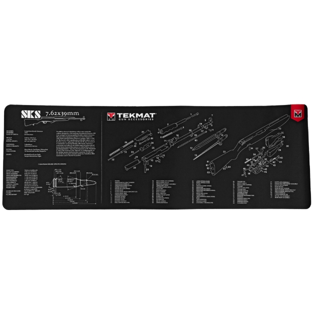 Picture of TekMat Long Gun - SKS - Cleaning Mat - Thermoplastic Surface Protects Gun From Scratching - 1/8" Thick - 12"x36" - Tube Packaging - Black TEK-R36-SKS