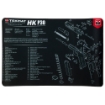 Picture of TekMat Orginal Mat - H&K P30 - Cleaning Mat - Thermoplastic Surface Protects Gun From Scratching - 1/8" Thick - 11"x17" - Tube Packaging - Black with White Lettering TEK-R17-HKP30