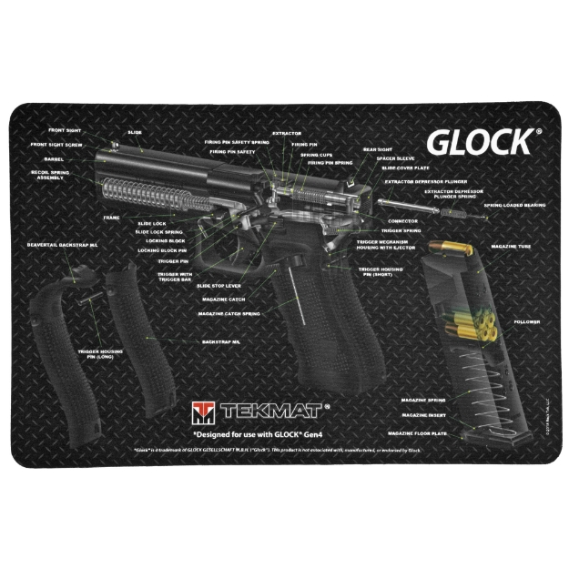 Picture of TekMat Pistol Mat For Glock - 3D Cut Away - 11"x17" - Black -  Includes Small Microfiber TekTowel - Packed In Tube TEK-R17-GLOCK-CA