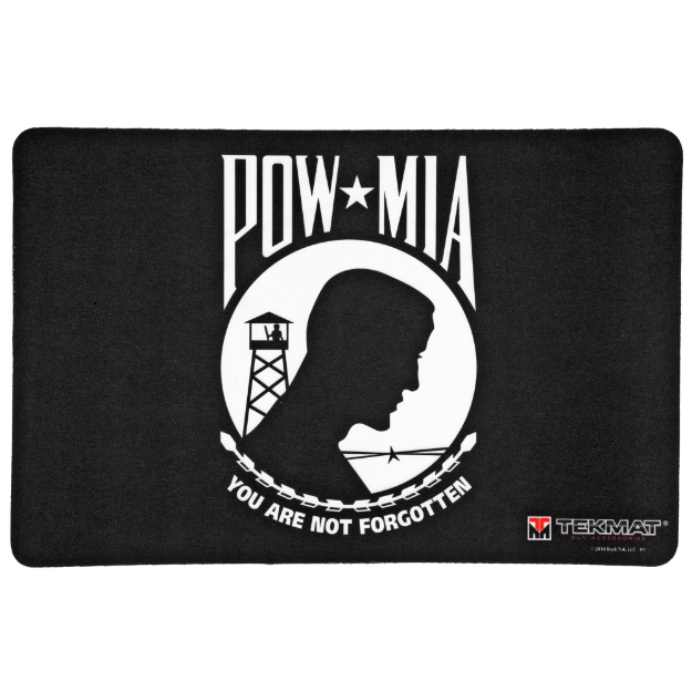 Picture of TekMat Pistol Mat POW MIA - 11"x17" - Black - Includes Small Microfiber TekTowel - Packed In Tube TEK-R17-POWMIA