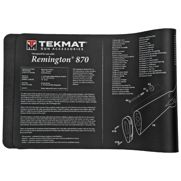 Picture of TekMat Remington 870 Mat - 12"x36" - Black - Includes Small Microfiber TekTowel - Packed In Tube TEK-R36-REM-870