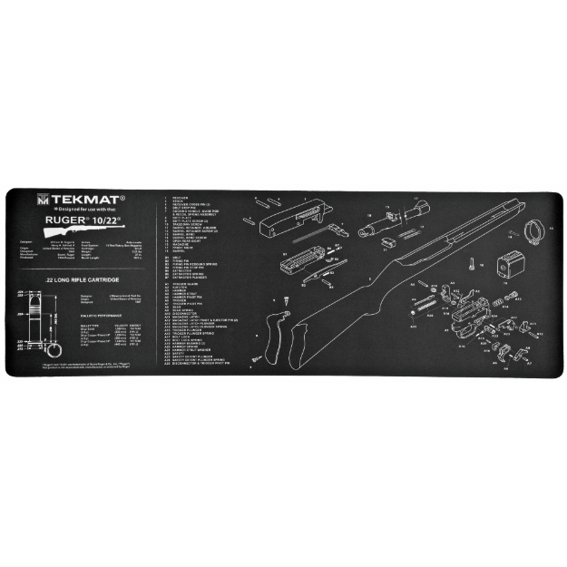 Picture of TekMat Ruger 10/22 Rifle Mat - 12"x36" - Black - Includes Small Microfiber TekTowel - Packed In Tube TEK-R36-1022