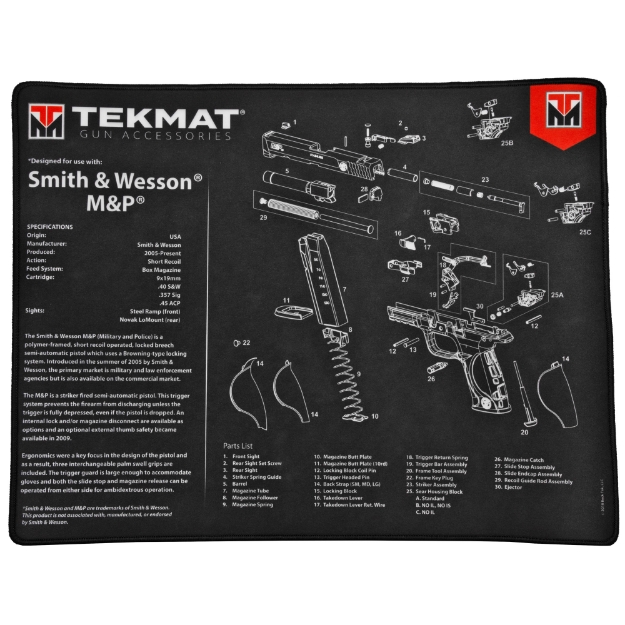 Picture of TekMat S&W M&P Ultra Premium Gun Cleaning Mat - 15"x20" - Includes Small Microfiber TekTowel - Packed In Tube TEK-R20-SW-MP