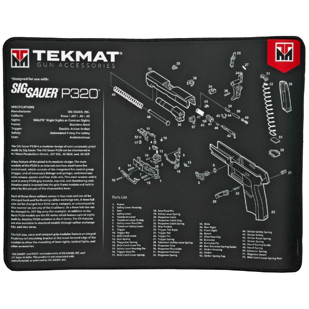 Picture of TekMat Sig P320 Ultra Premium Gun Cleaning Mat - 15"x20",Includes Small Microfiber TekTowel TEK-R20-SIGP320