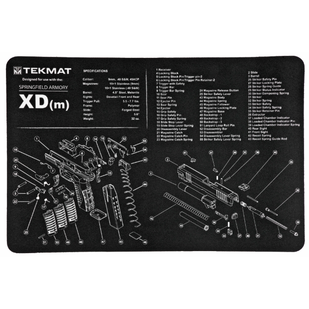 Picture of TekMat Springfield XDM Pistol Mat - 11"x17" - Black - Includes Small Microfiber TekTowel - Packed In Tube TEK-R17-XDM