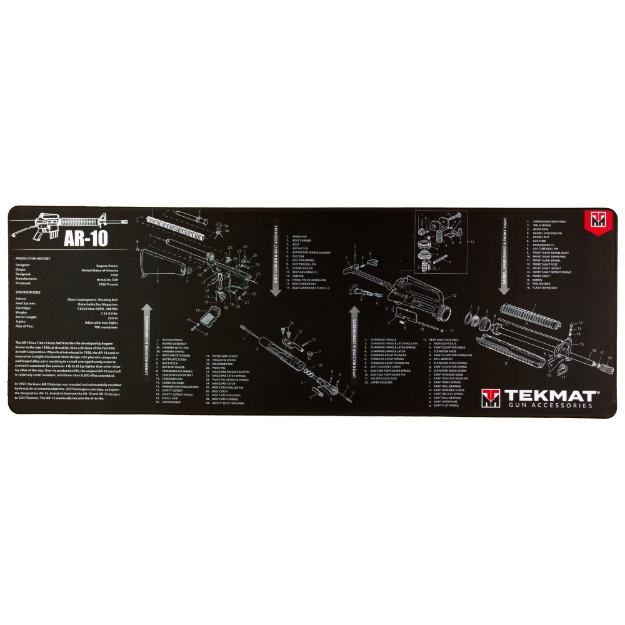 Picture of TekMat Ultra Mat - AR-10 - Cleaning Mat - Thermoplastic Surface Protects Gun From Scratching - 1/4" Thick - 15"x44" - Tube Packaging - Black TEK-R44-AR10