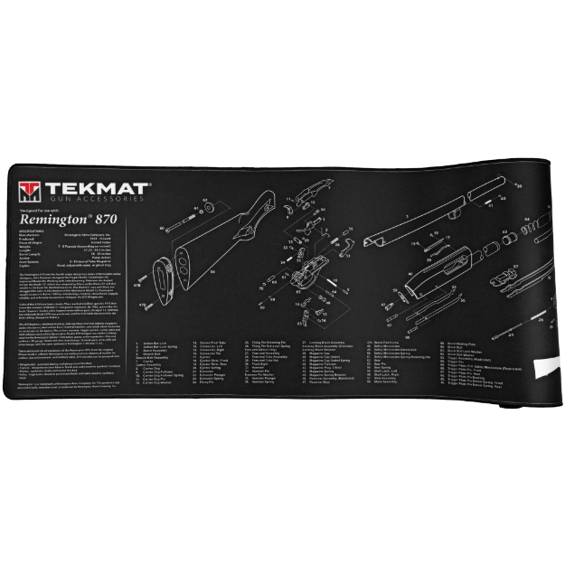 Picture of TekMat Ultra Mat - Remington 870 - Thermoplastic Surface Protects Gun From Scratching - 1/4" Thick - 15"x44" - Tube Packaging - Black TEK-R44-REM-870