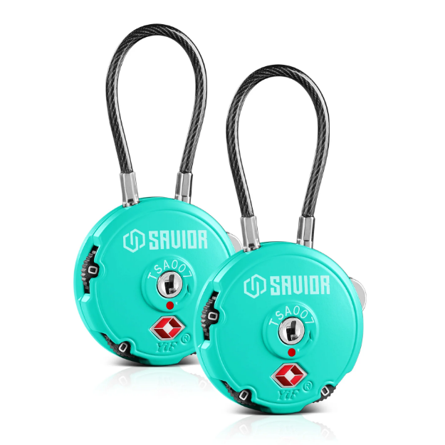 Picture of 3-Digit Cable Lock - 2 Pack - Bright Teal