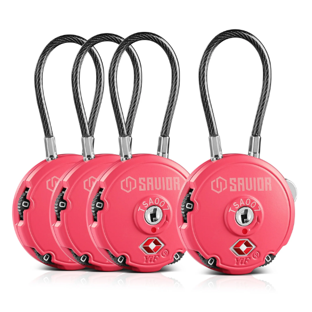 Picture of 3-Digit Cable Lock 4-Pack - Prison Pink