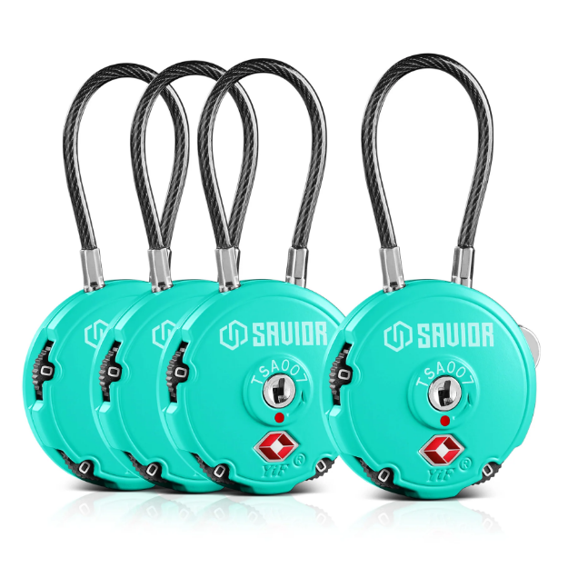 Picture of 3-Digit Cable Lock 4-Pack - Bright Teal