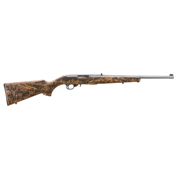 Picture of Ruger 10/22 - Mule Deer Foundation - TALO - Semi-automatic Rifle - 22 LR - 18.5" Barrel - Satin Stainless Finish - Mule Deer Engraved Walnut Stock - Gold Bead Front Sight - 10 Rounds - 1 Magazine 31188