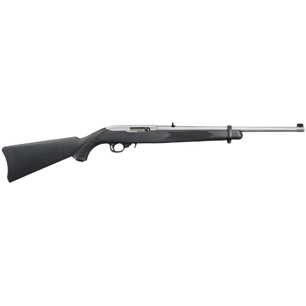 Picture of Ruger 10/22 Carbine - Semi-Automatic Rifle - 22 LR - 18.5" Barrel - Clear Satin Finish - Stainless Steel - Black Synthetic Stock - Adjustable Rear and Gold Bead Front Sight - 10Rd 01256